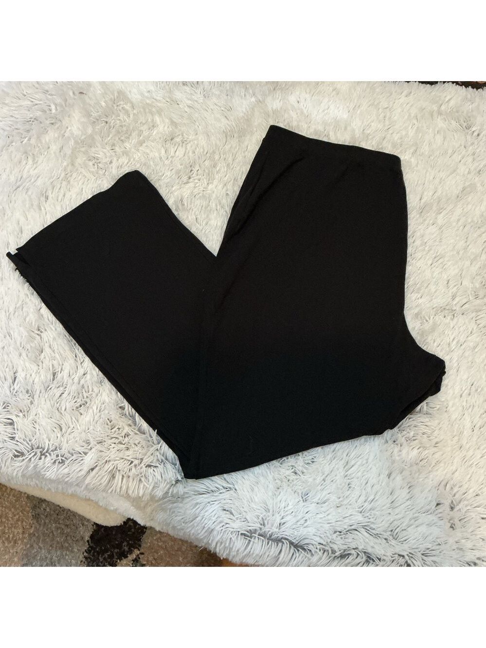 Woman Within Plus Size 3X Tall Black Stretch Cotton Bootcut Leggings Pull-On